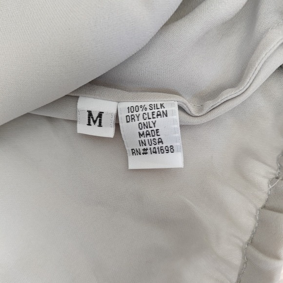 Ramy Brook‎ Medium Long Cuff Sleeve Silk Flowy Loose Blouse V-Neck Gray Top - Picture 6 of 6